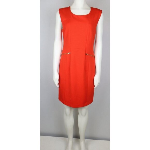 THML Dresses & Skirts - THML - WOMEN'S BRIGHT ORANGE SHEATH DRESS - ZIPPER DETAIL - SIZE M